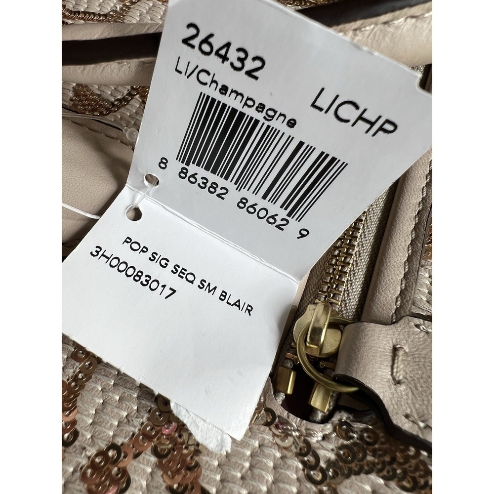 NWT COACH 26432 Champagne Sequin Leather Tote Handbag Purse Gold Blair Pop Sig - Picture 10 of 12